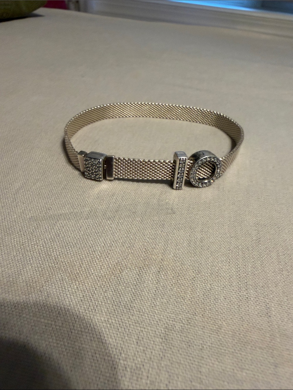 Pandora Silver Mesh Bracelet with Crystal Circle Clasp